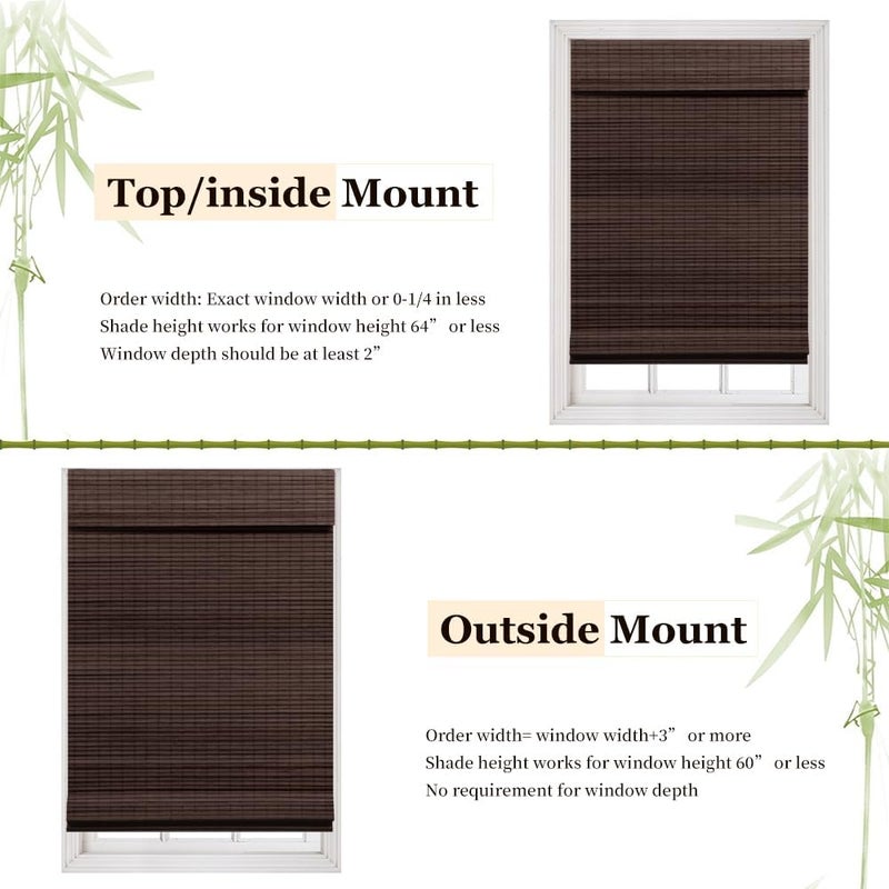 LUCKUP Cordless Bamboo Roman Blinds Shades for Indoor Windows-Blackout Room Darkening Roman Blinds with 6" Valance Cover Enhanced Privacy, 30" W x 64" H - Image 5